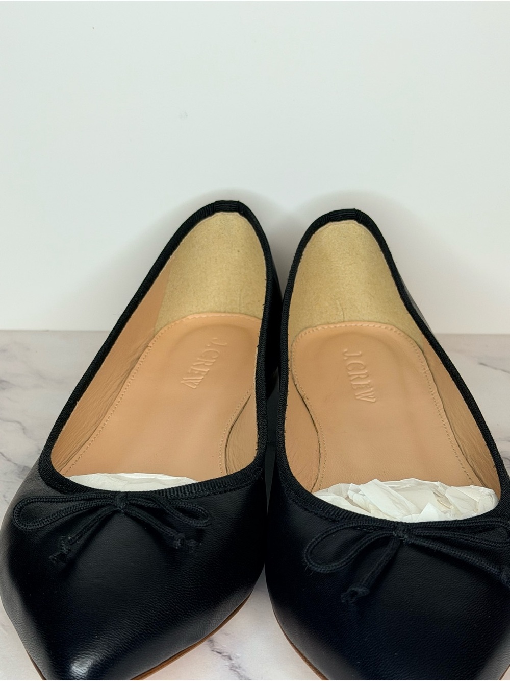 🥿 J.Crew Gemma Ballet Flats Black Leather Pointed Toe Size 7 - Picture 5 of 6
